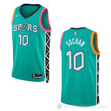 Camiseta Jeremy Sochan #10 San Antonio Spurs Ciudad 2022-23 Verde