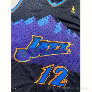 Camiseta John Stockton #12 Utah Jazz Mitchell & Ness 1996-97 Negro