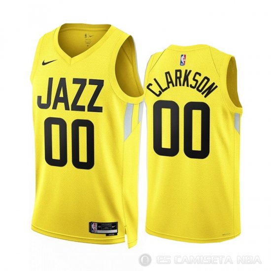 Camiseta Jordan Clarkson #00 Utah Jazz Icon 2022-23 Amarillo - Haga un click en la imagen para cerrar