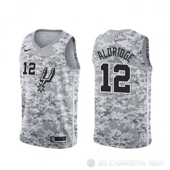 Camiseta Lamarcus Aldridge #12 San Antonio Spurs Earned Camuflaje - Haga un click en la imagen para cerrar