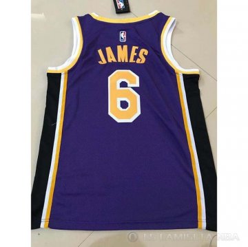 Camiseta LeBron James NO 6 Los Angeles Lakers Statement 2021-22 Violeta