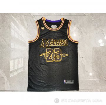 Camiseta Lebron James NO 23 Los Angeles Lakers Black Mamba Negro
