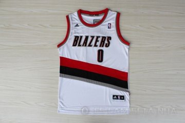 Camiseta Lillard #0 Portland Trail Blazers Blanco