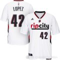 Camiseta Lopez #42 Portland Trail Blazers Manga Corta Blanco