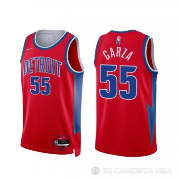 Camiseta Luka Garza NO 55 Detroit Pistons Ciudad 2021-22 Rojo
