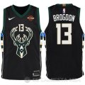 Camiseta Malcolm Brogdon #13 Milwaukee Bucks Statement Harley 2017-18 Negro