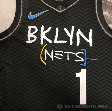 Camiseta Mikal Bridges #1 Brooklyn Nets Ciudad 2022-23 Negro