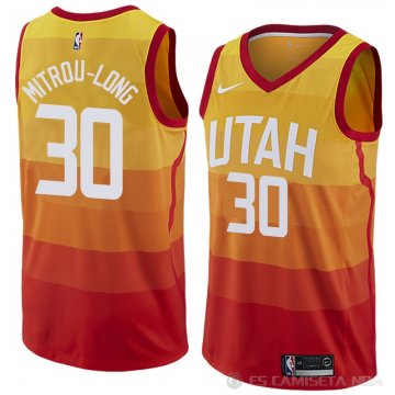 Camiseta Naz Mitrou-Long #30 Utah Jazz Ciudad 2018 Amarillo