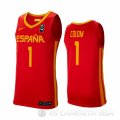 Camiseta Qui#Colom #1 Espana 2019 FIBA Baketball World Cup Rojo