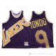 Camiseta Rajon Rondo #9 Los Angeles Lakers Mitchell & Ness Big Face Violeta