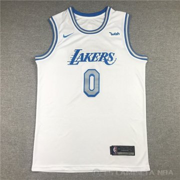 Camiseta Russell Westbrook NO 0 Los Angeles Lakers Ciudad 2020-21 Blanco