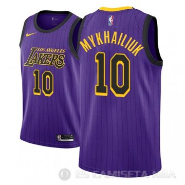 Camiseta Sviatoslav Mykhailiuk #10 Los Angeles Lakers Ciudad 2018 Violeta