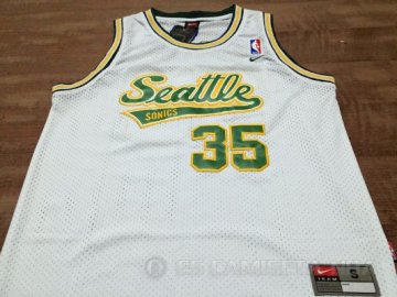 Camiseta retro Durant Sonics #35 Seattle SuperSonics Blanco
