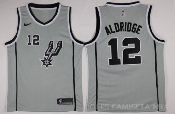 Camiseta Aldridge #12 San Antonio Spurs Autentico 2017-18 Gris
