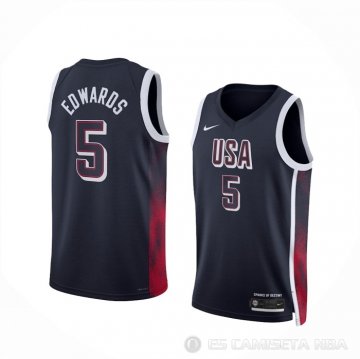 Camiseta Anthony Edwards #5 USA 2024 Azul
