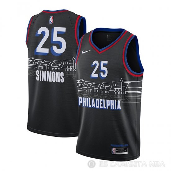 Camiseta Ben Simmons NO 25 Philadelphia 76ers Ciudad 2020-21 Negro - Haga un click en la imagen para cerrar