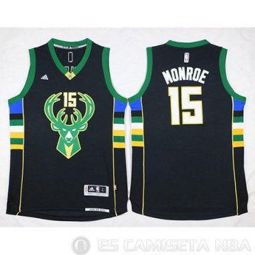 Camiseta Monroe #15 Milwaukee Bucks Negro