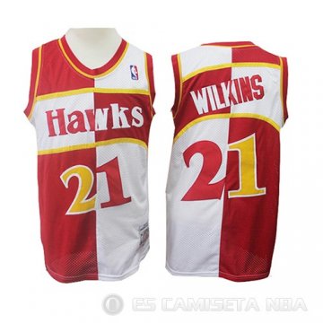 Camiseta Dominique Wilkins #21 Atlanta Hawks Retro Rojo Blanco