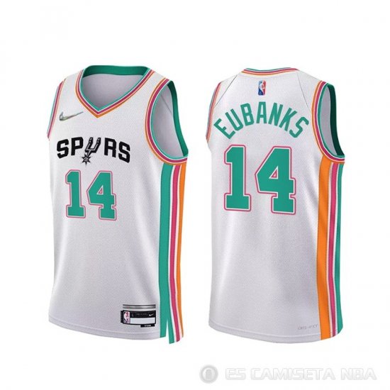 Camiseta Drew Eubanks NO 14 San Antonio Spurs Ciudad 2021-22 Blanco - Haga un click en la imagen para cerrar