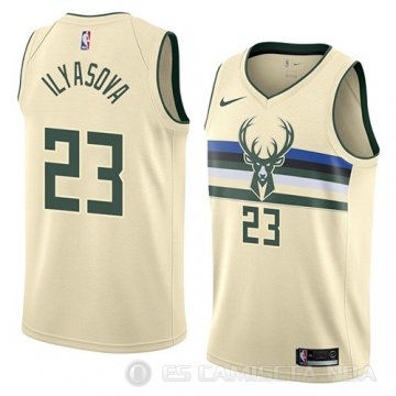 Camiseta Ersan Ilyasova #23 Milwaukee Bucks Ciudad 2018 Crema