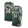 Camiseta Giannis Antetokounmpo NO 34 Milwaukee Bucks Earned 2020-21 Verde