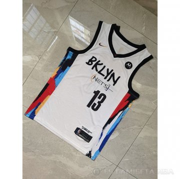 Camiseta James Harden NO 13 Brooklyn Nets Ciudad 2020-21 Blanco