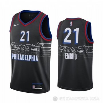 Camiseta Joel Embiid NO 21 Philadelphia 76ers Ciudad 2020-21 Negro