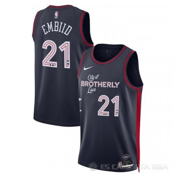 Camiseta Joel Embiid #21 Philadelphia 76ers Ciudad 2023-24 Azul