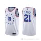 Camiseta Joel Embiid #21 Philadelphia 76ers Earned Blanco