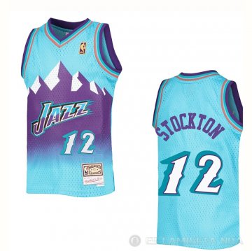 Camiseta John Stockton #12 Utah Jazz Mitchell & Ness 1996-97 Azul