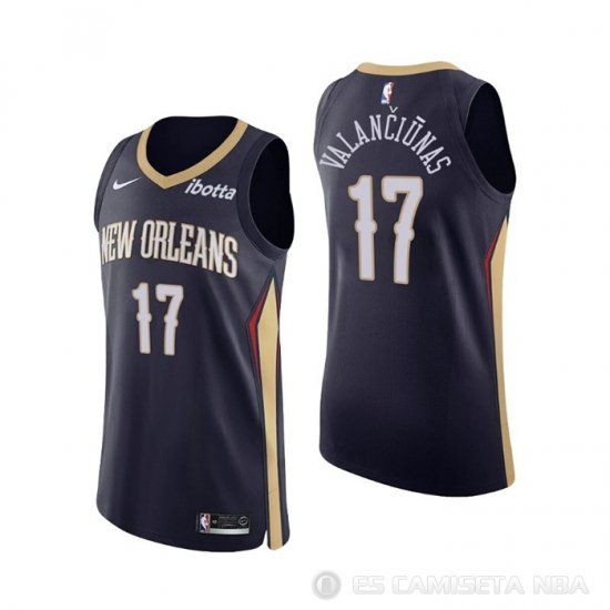 Camiseta Jonas Valanciunas #17 New Orleans Pelicans Icon Autentico Azul - Haga un click en la imagen para cerrar