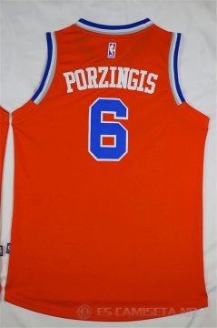 Camiseta Porzingis #6 New York Knicks Naranja