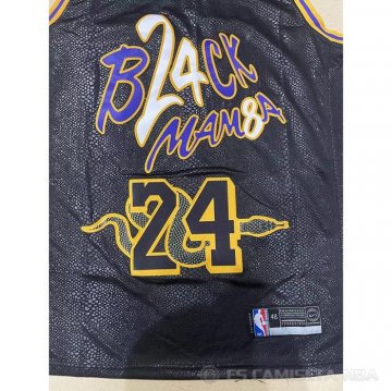 Camiseta Kobe Bryant #24 Los Angeles Lakers Black Mamba Snakeskin Negro