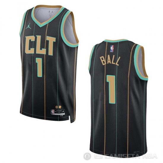 Camiseta LaMelo Ball #1 Charlotte Hornets Ciudad 2022-23 Negro - Haga un click en la imagen para cerrar
