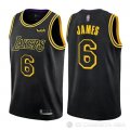 Camiseta LeBron James NO 6 Los Angeles Lakers Ciudad 2021-22 Negro