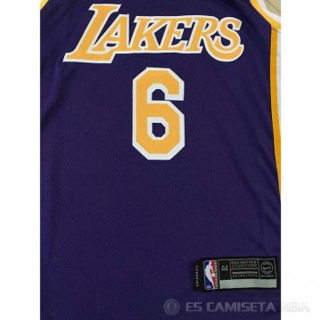 Camiseta LeBron James NO 6 Los Angeles Lakers Statement 2021-22 Violeta