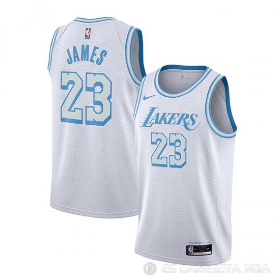 Camiseta Lebron James NO 23 Los Angeles Lakers Ciudad 2020-21 Blanco - Haga un click en la imagen para cerrar
