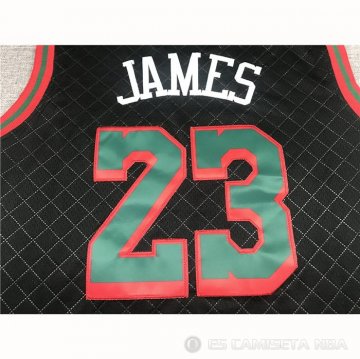 Camiseta Lebron James NO 23 Los Angeles Lakers Mitchell & Ness 2018-19 Negro
