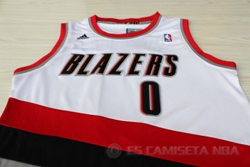 Camiseta Lillard #0 Portland Trail Blazers Blanco