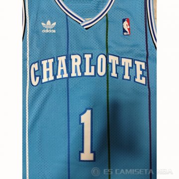 Camiseta Muggsy Bogues #1 Charlotte Hornets Retro Azul