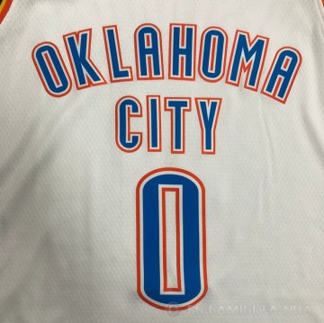 Camiseta Russell Westbrook NO 0 Oklahoma City Thunder Association Blanco
