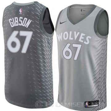 Camiseta Taj Gibson #67 Minnesota Timberwolves Ciudad 2018 Gris