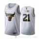 Camiseta Thaddeus Young #21 Golden Edition Chicago Bulls 2019-20 Blanco