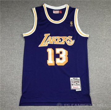 Camiseta Wilt Chamberlain NO 13 Los Angeles Lakers Mitchell & Ness 1971-72 Violeta