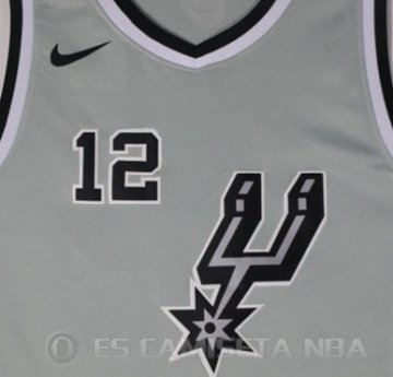 Camiseta Aldridge #12 San Antonio Spurs Autentico 2017-18 Gris