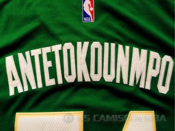 Camiseta Antetokounmpo #34 Milwaukee Bucks Verde Rev30