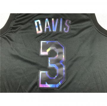 Camiseta Anthony Davis NO 3 Los Angeles Lakers Iridescent Logo Negro