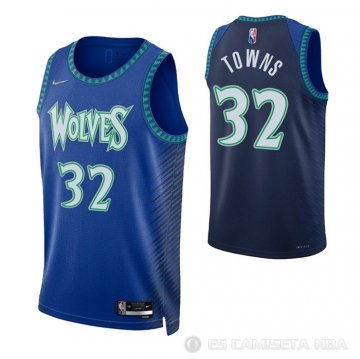 Camiseta Anthony Towns NO 32 Minnesota Timberwolves Ciudad 2021-22 Azul