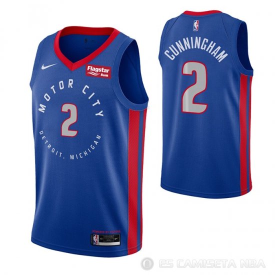 Camiseta Cade Cunningham NO 2 Detroit Pistons Ciudad 2020-21 Azul - Haga un click en la imagen para cerrar