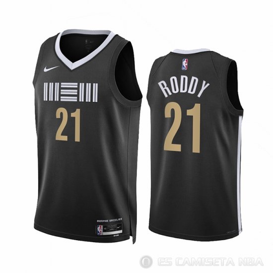 Camiseta David Roddy #21 Memphis Grizzlies Ciudad 2023-24 Negro - Haga un click en la imagen para cerrar
